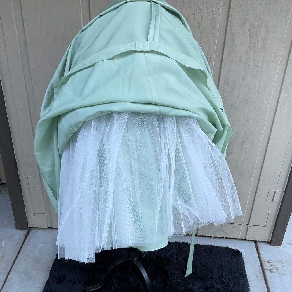 Maxi prom gown dress Couture Collection halter neck tiered bussled mint green 14 - Picture 9 of 15
